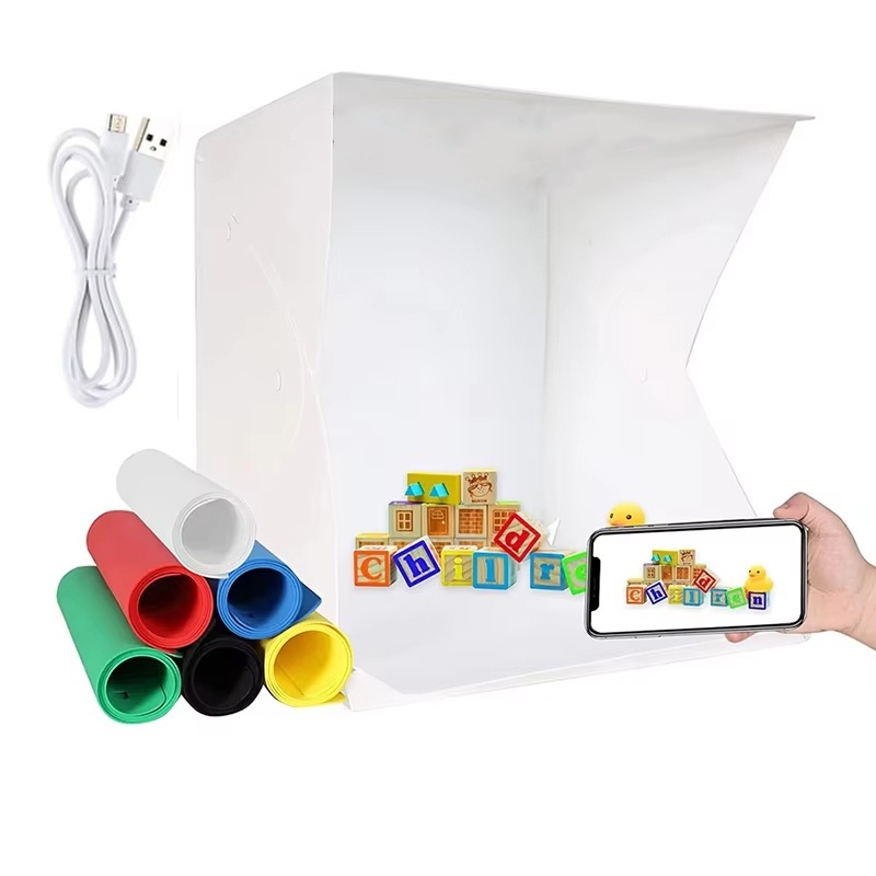 Macro Photography Lighting Kit - Kotak Lampu Lipat Portabel untuk Fotografi,
