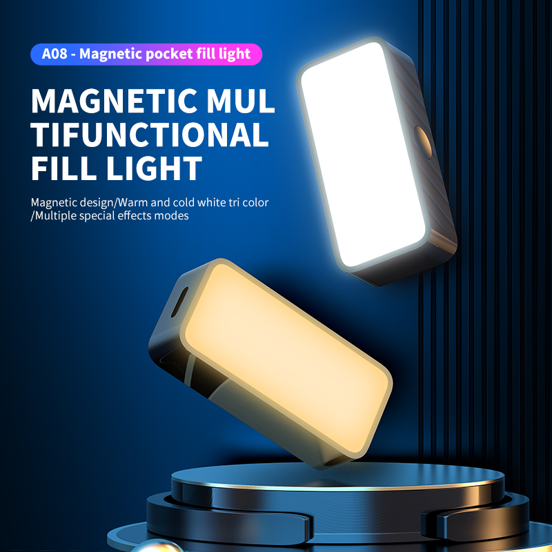 Photography Lighting Spotlight - Lampu swafoto Mini portabel magnetis, lampu