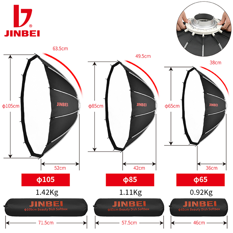 JINBEI 65 Quick Open Parabolic - Photography Lighting For Studio ulasan dan harga