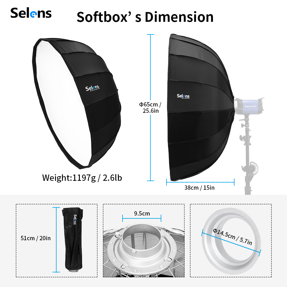 Selens Diffuser Reflektor Para - Photography Lighting Beauty Dish ulasan dan harga